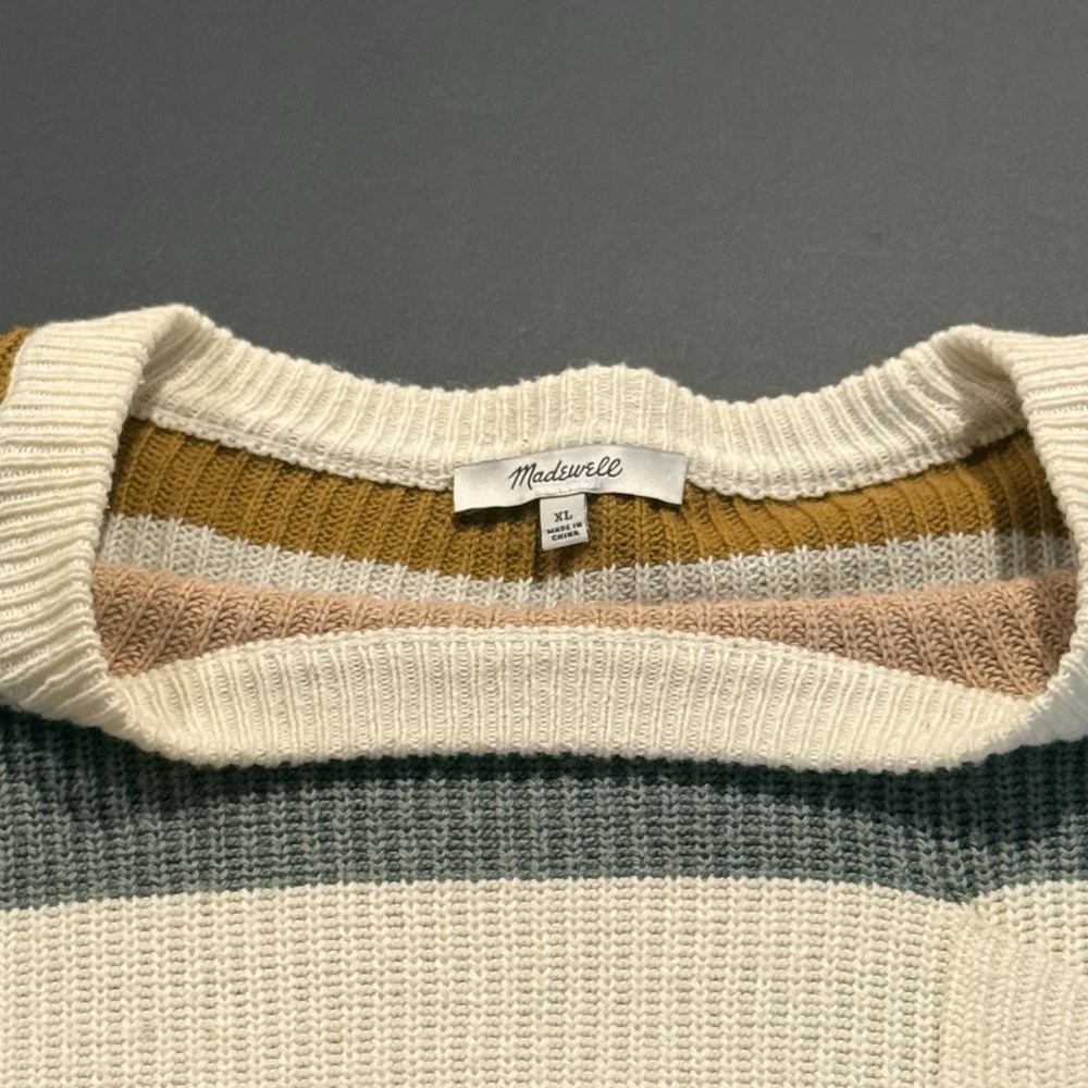 Madewell Women's Pullover Long Sleeve Knit Sweater Size XL Walton Stripe Pocket - Picture 5 of 9